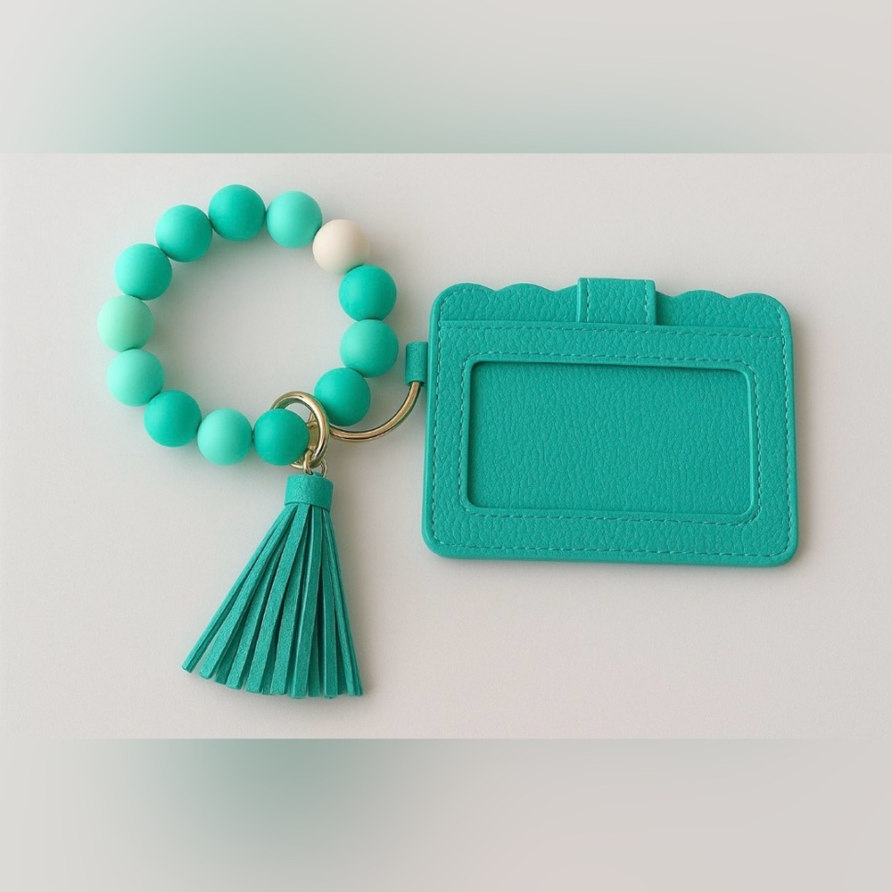 3/$24 | Beaded Wristlet Card Holder | Pink Blue Teal Sunflower Animal Print